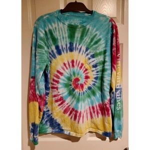VINEYARD VINES T-shirt Medium Mens Tie Dye Logo Whale Long Sleeve Tee